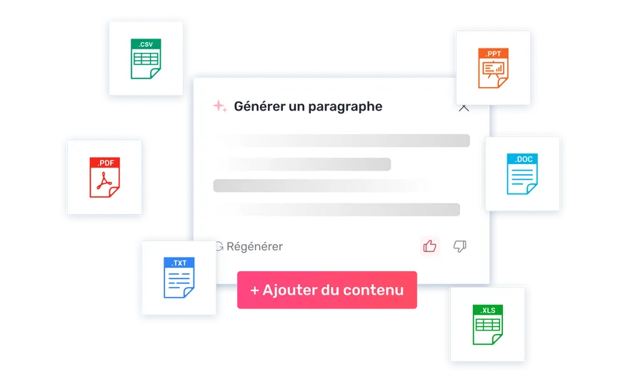 L’éditeur Semji générant un paragraphe, avec les sources de connaissances utilisées affichées à côté.