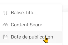 Filtre Date de publication dans l'onglet Rapports