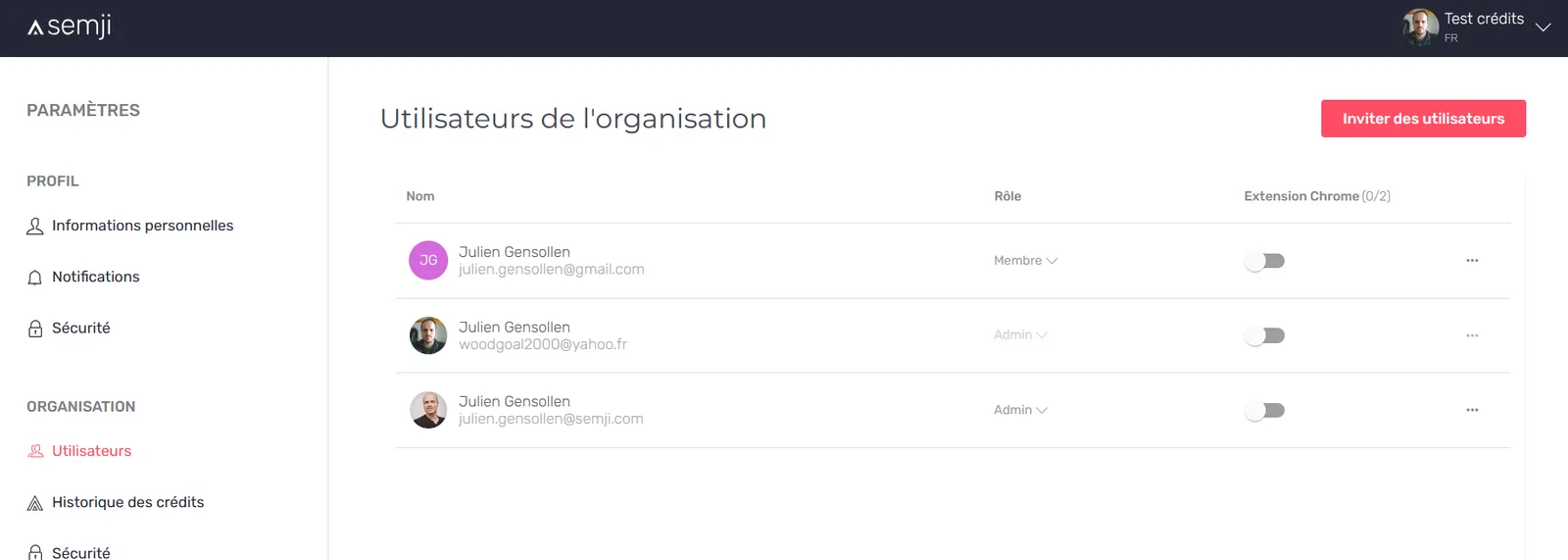 Extensions Chrome disponibles dans les paramètres de l'organisation