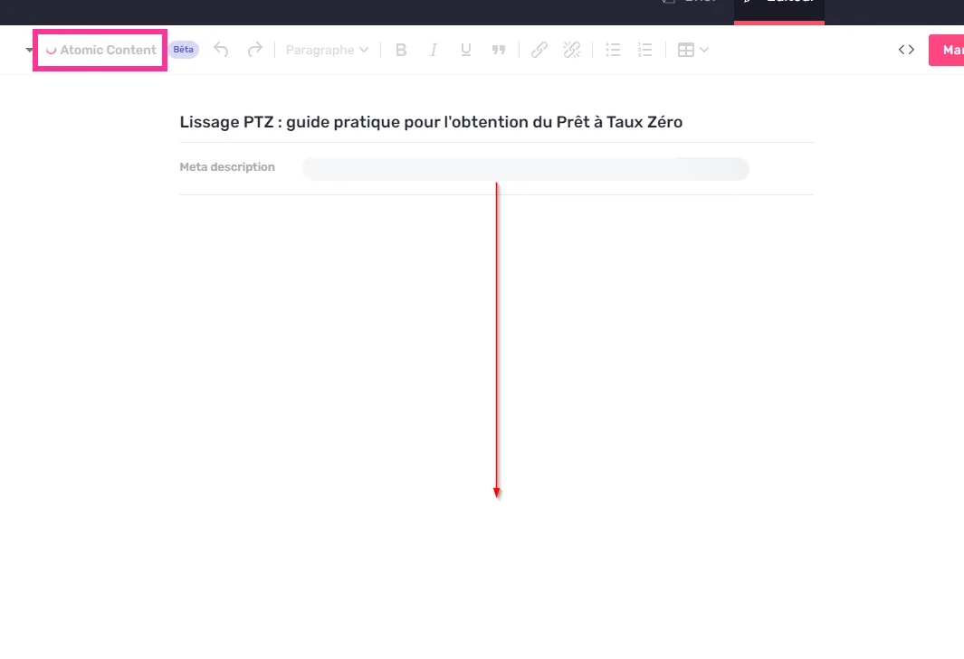 Atomic Content générant des formats dérivés