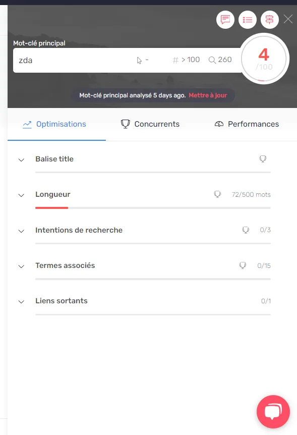 Sidebar de l'Editor avant la refonte