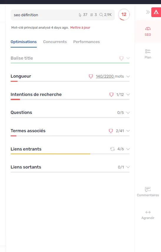 Sidebar de l'Editor refaite