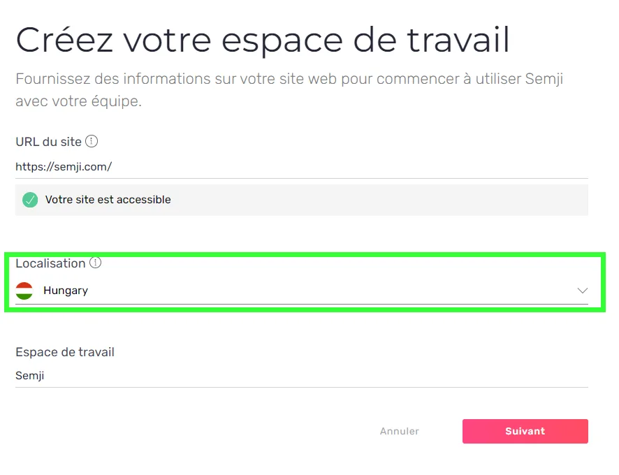 Nouveaux marchés dans la liste de création d'espace de travail