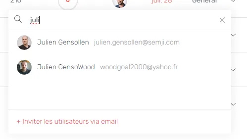 Champ de recherche dans la dropdown d'assignation