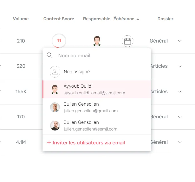 Le sélecteur d'utilisateurs harmonisé
