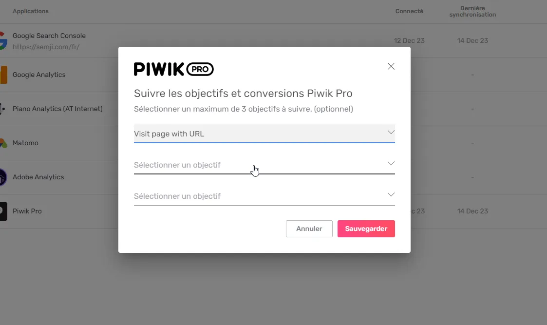 Formulaire de connexion Piwik PRO