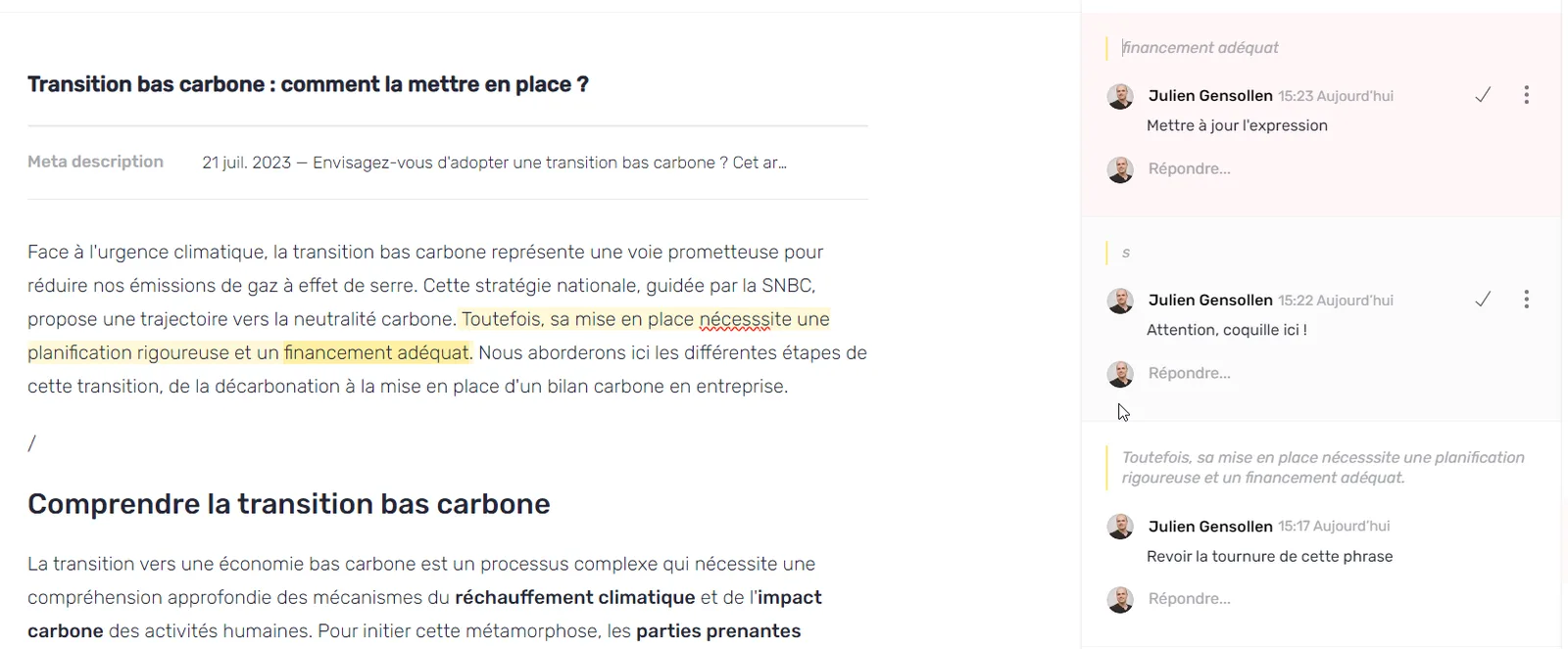 Plusieurs commentaires imbriqués dans une même phrase