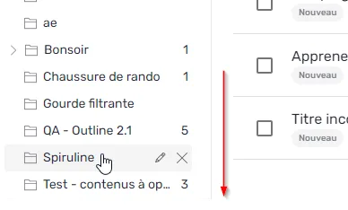 Liste complète des dossiers dans l'écran Planning