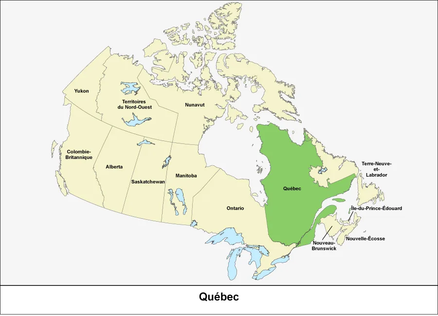 Zone couverte par la géolocalisation Quebec