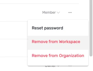 Suppression d'un utilisateur depuis les paramètres de l'espace de travail