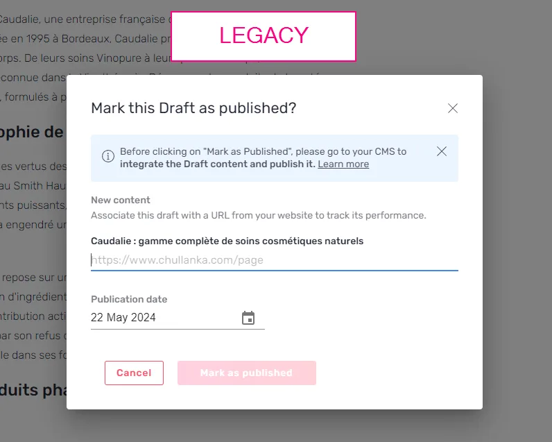 L'extension affichée dans la langue configurée