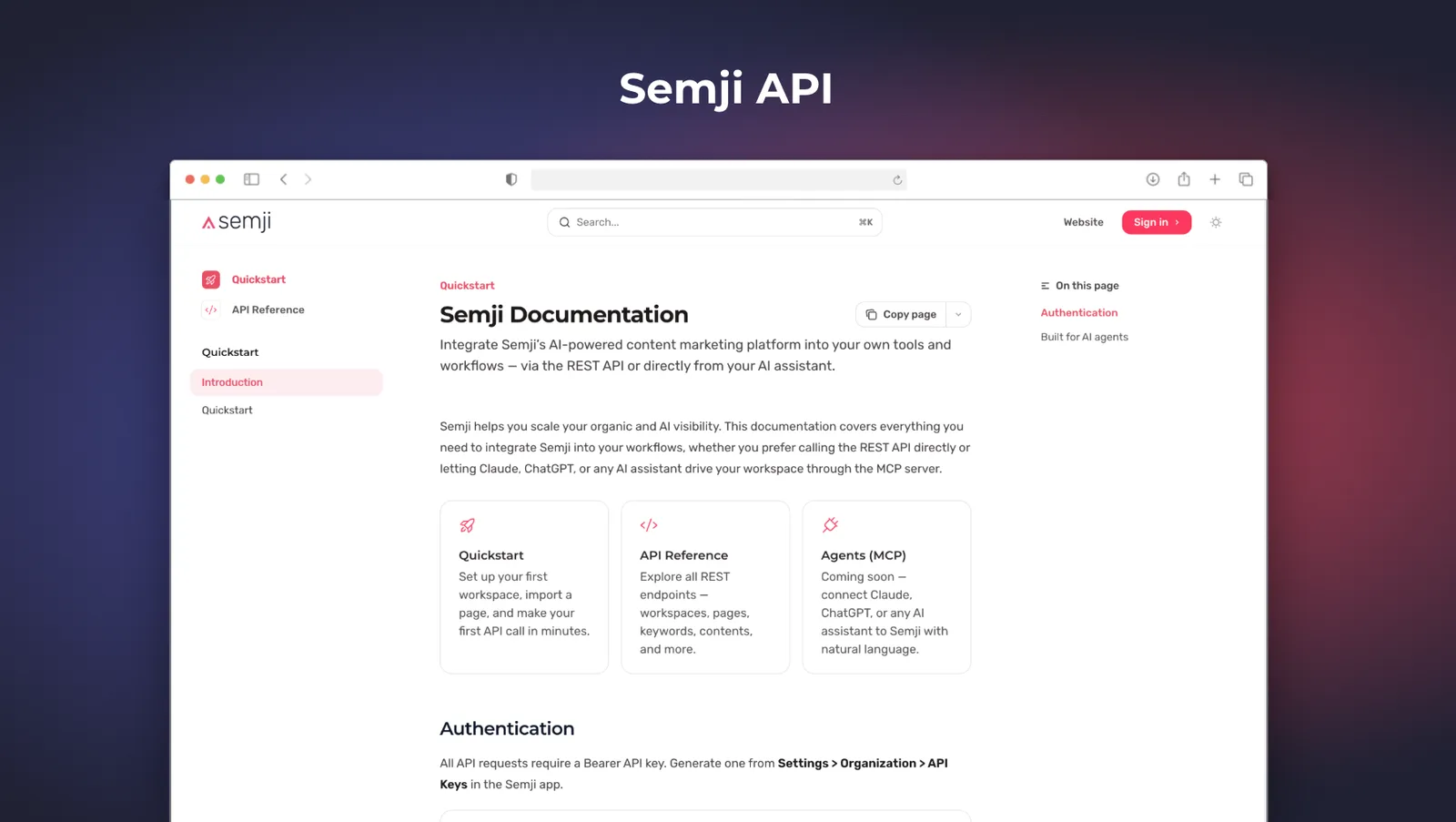 Le portail développeurs Semji et son guide de démarrage de l'API