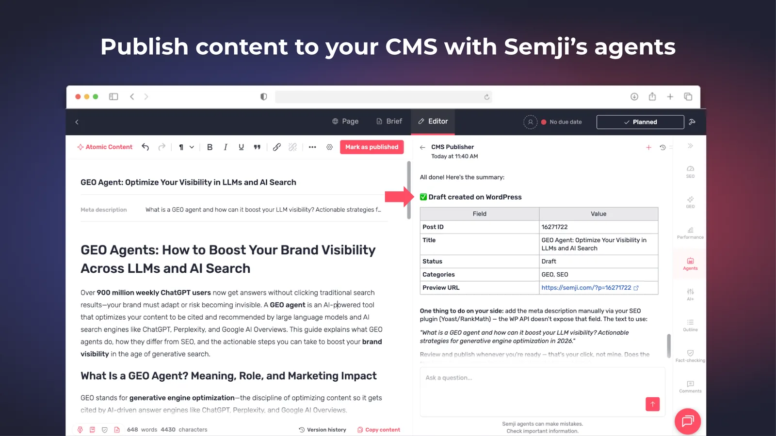 CMS Publisher reprenant la structure d'un article existant