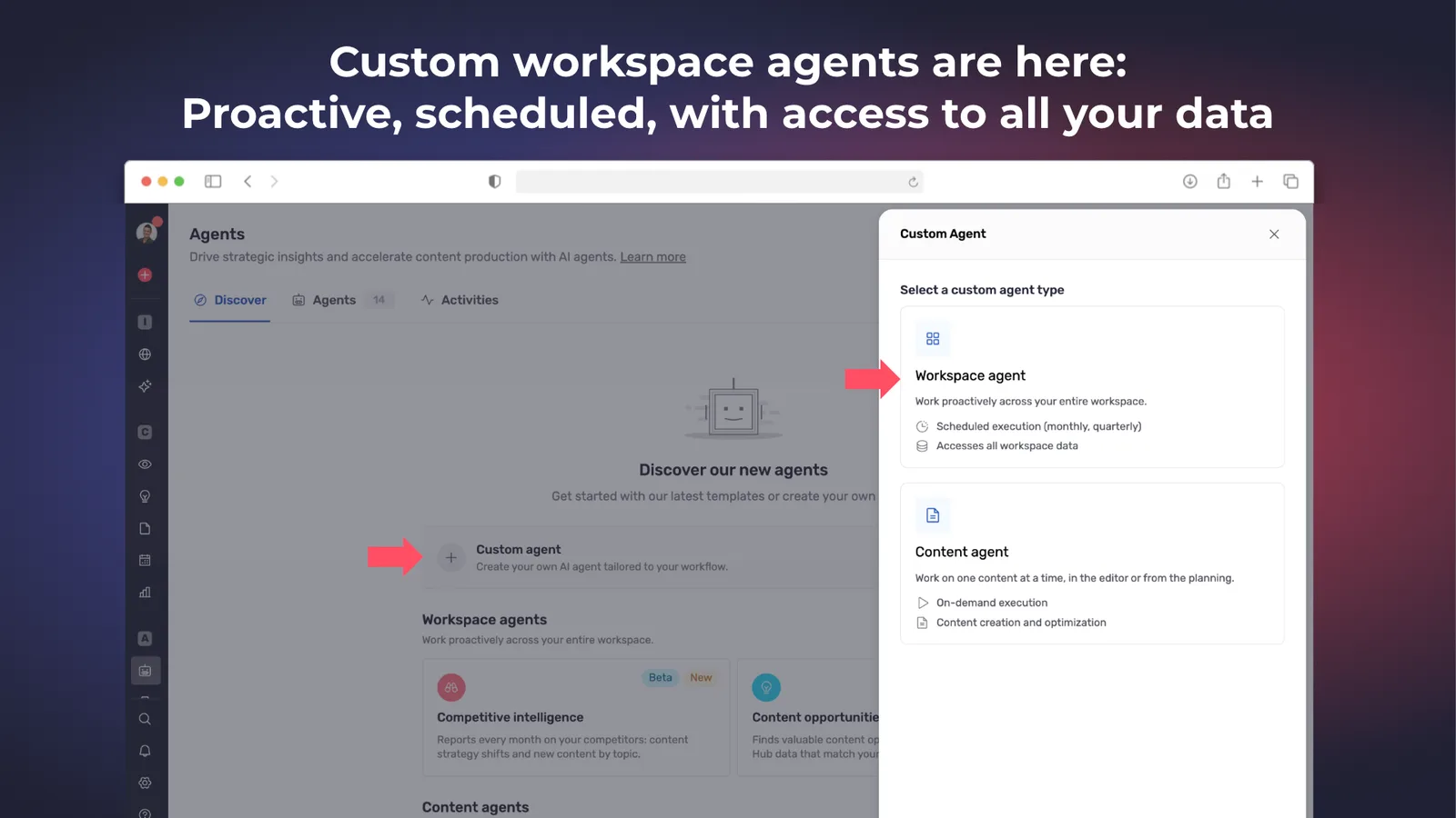 Configuration d'un agent Workspace personnalisé