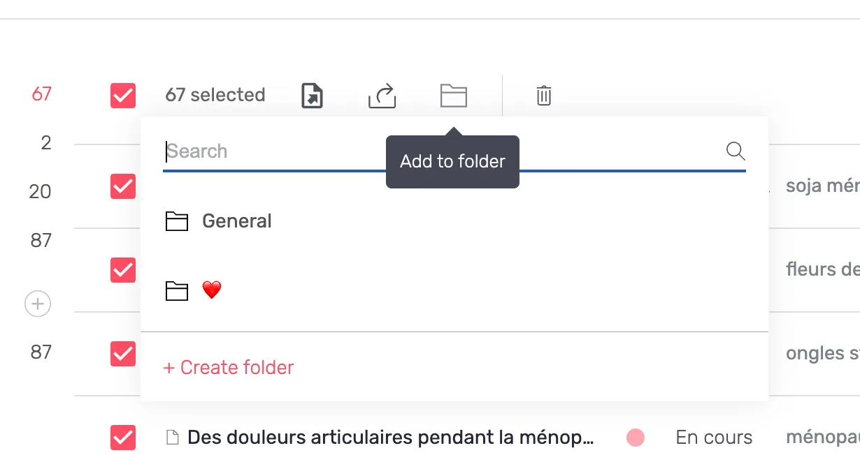 Attribution en masse de brouillons à un dossier