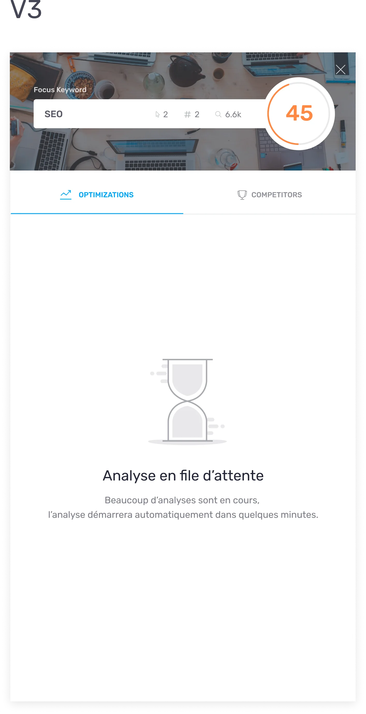 Message affiché lorsque des analyses sont mises en file d'attente