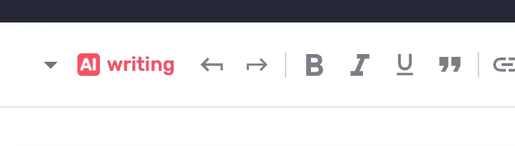 Bouton AI Writing mis en évidence dans la barre d'outils de l'Editor