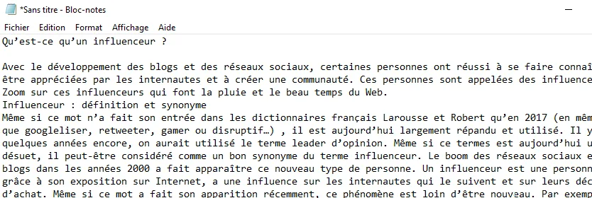 Mise en forme du texte conservée