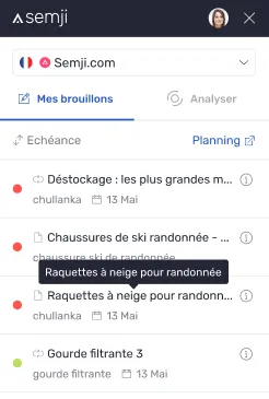 Brouillons ouverts dans l'extension Chrome