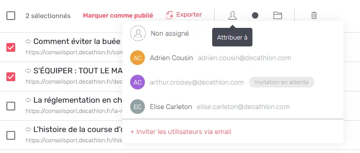 Assignation en masse dans le Planning