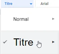 Champ Titre d'un document Google Docs
