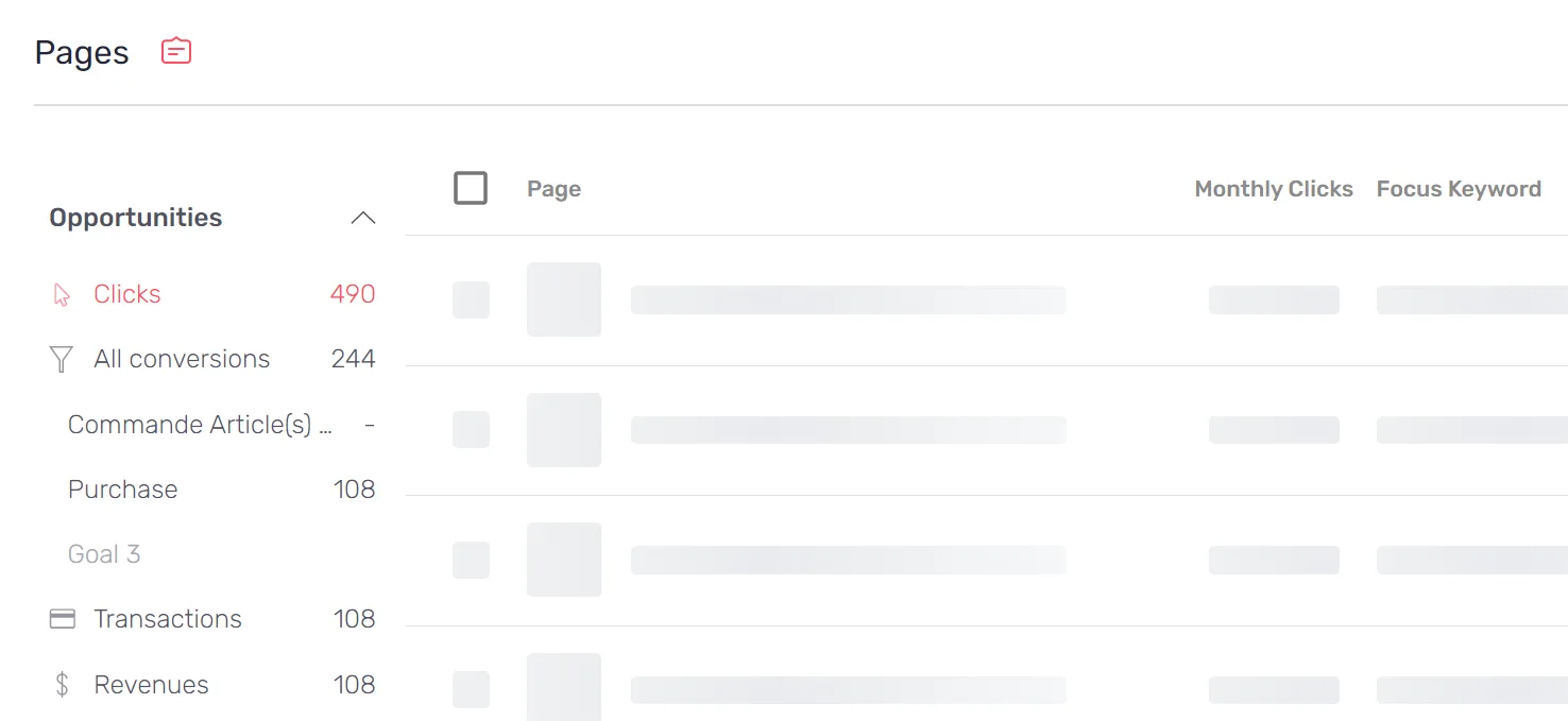 Squelettes de chargement dans le tableau de Pages