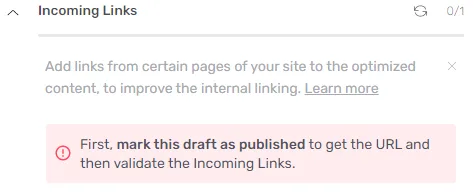 Flash message d'une recommandation Liens entrants avec son padding