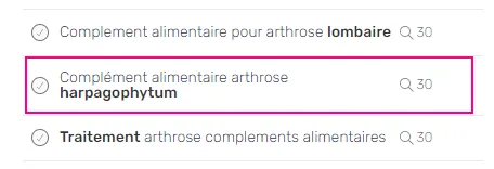 Recommandations d'intentions de recherche réparties sur deux lignes