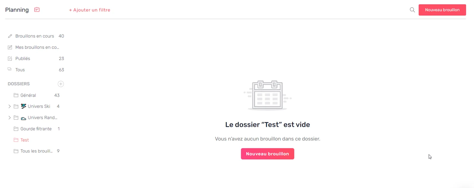 État vide d'une liste sans en-têtes de tableau