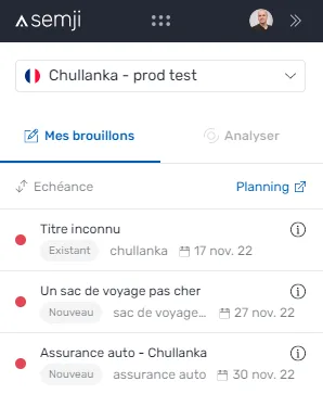 L'extension n'affichant que vos propres brouillons