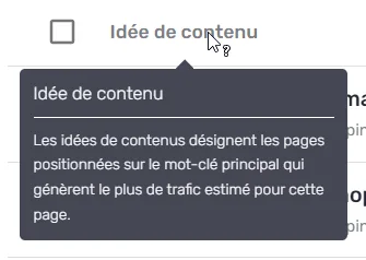 Nouvelle info-bulle du mot-clé principal
