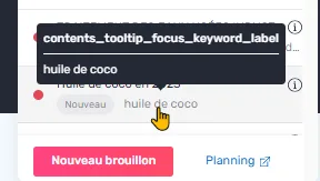 Info-bulle avec le mauvais intitulé