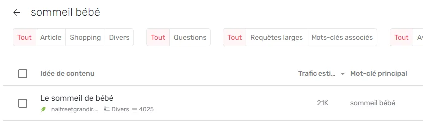 Idées de contenu après suppression des mots-clés à volume nul