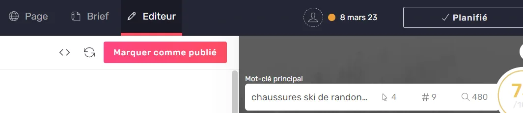 Nouveau panneau de planification