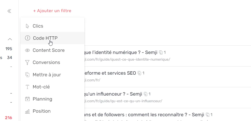 Liste de Pages filtrée sur les 301