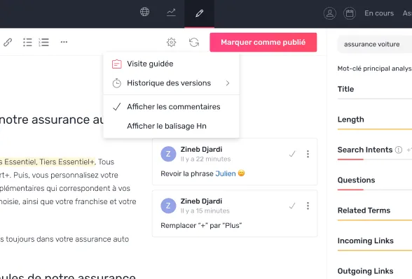 Activation et désactivation des commentaires