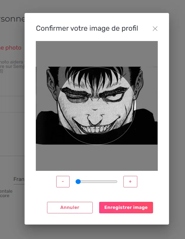 Import d'une photo de profil