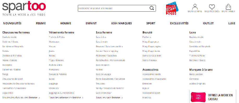 le mega menu de spartoo