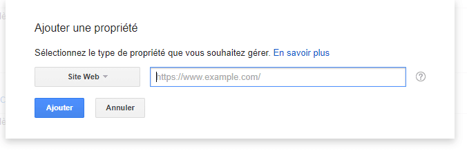 ajouter une propriété dans la Search Console de Google