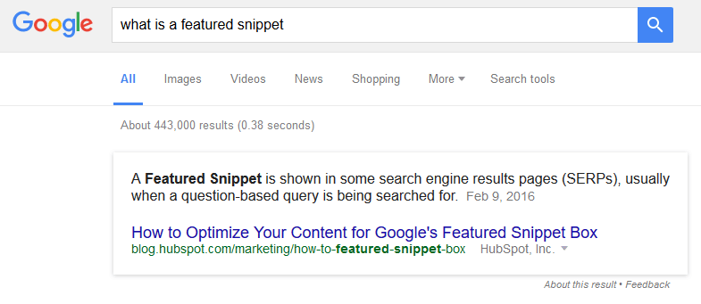 Featured snippet definition