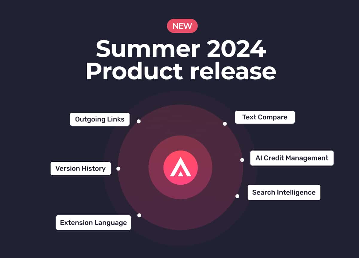 Summer 2024 – Semji’s New Features: Version History, Text Compare, Outgoing Links, AI Credit Management, Plugin Language and Search Intelligence