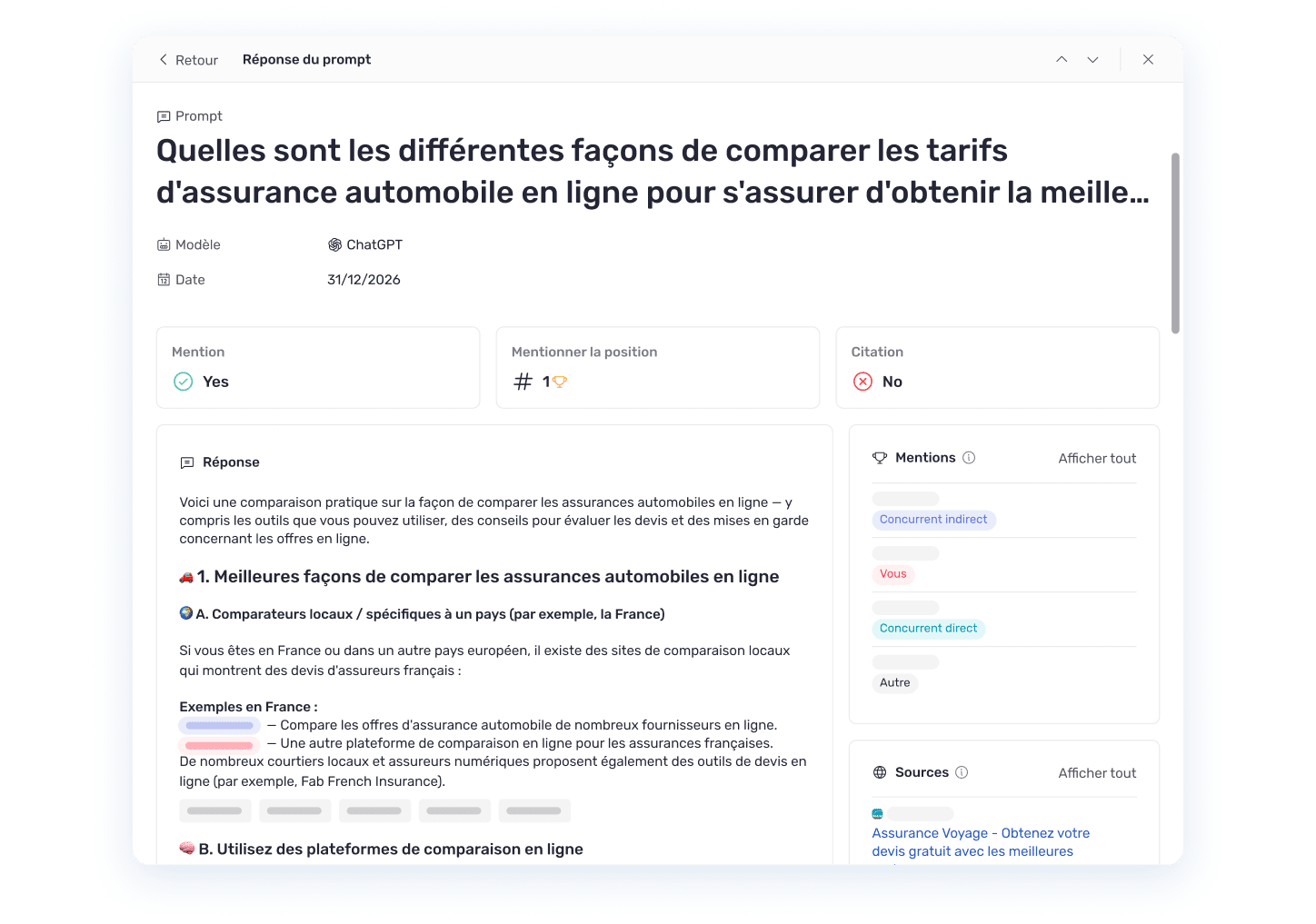 Analytics avancés sur la recherche IA